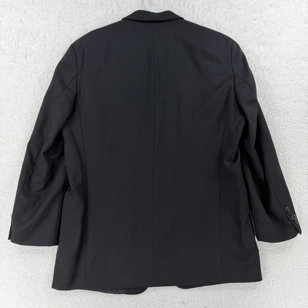 Hugo Boss Suit Jacket Mens 46 Black‎ Wool 3 Button Notch Lapel Made USA